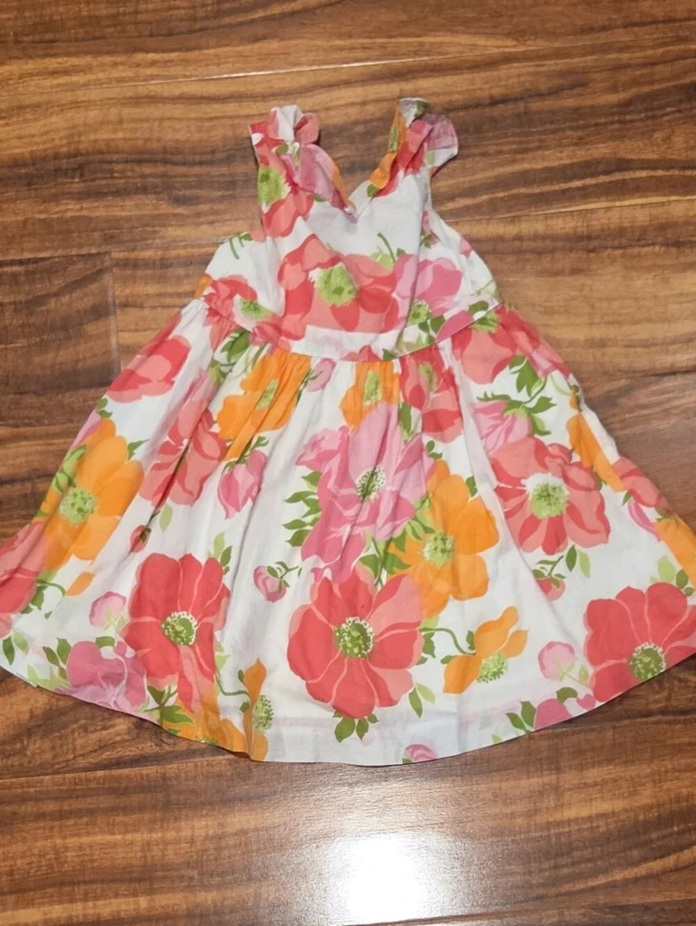 Janie and Jack EUC 12-18 months orange/pink/ivory floral dress and crop sweater
